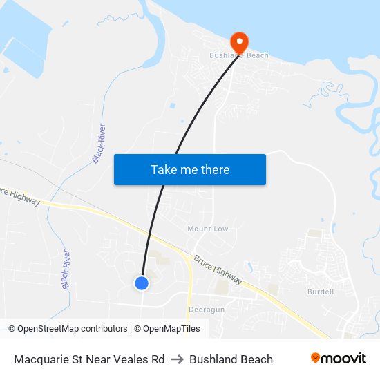 Macquarie St Near Veales Rd to Bushland Beach map