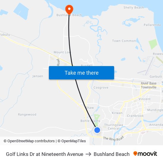 Golf Links Dr at Nineteenth Avenue to Bushland Beach map