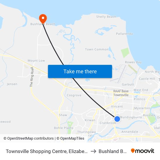 Townsville Shopping Centre, Elizabeth Street to Bushland Beach map