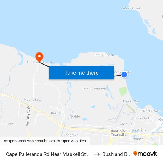 Cape Palleranda Rd Near Maskell St Hail 'N' Ride to Bushland Beach map