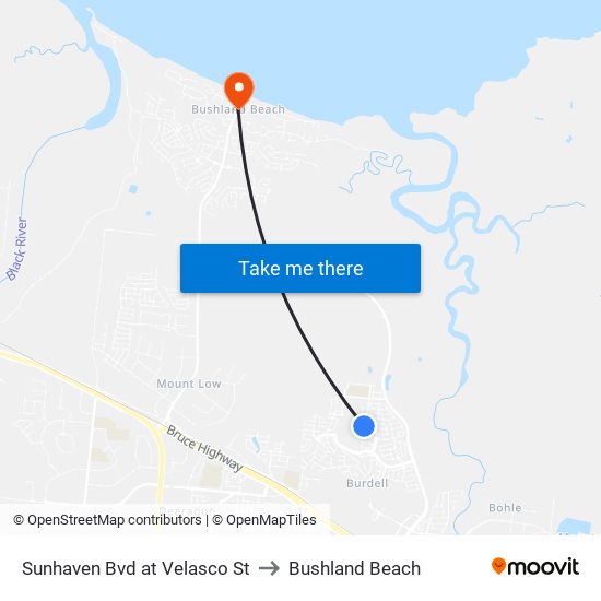 Sunhaven Bvd at Velasco St to Bushland Beach map