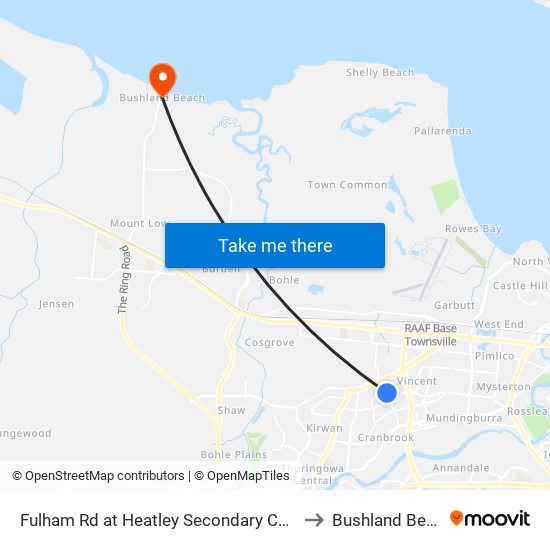 Fulham Rd at Heatley Secondary College to Bushland Beach map