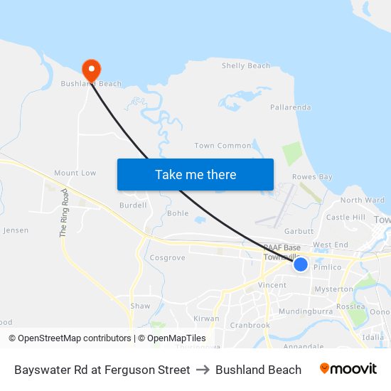 Bayswater Rd at Ferguson Street to Bushland Beach map