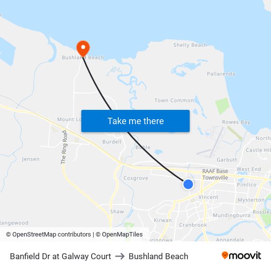 Banfield Dr at Galway Court to Bushland Beach map