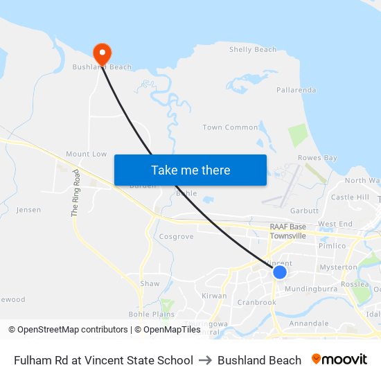 Fulham Rd at Vincent State School to Bushland Beach map