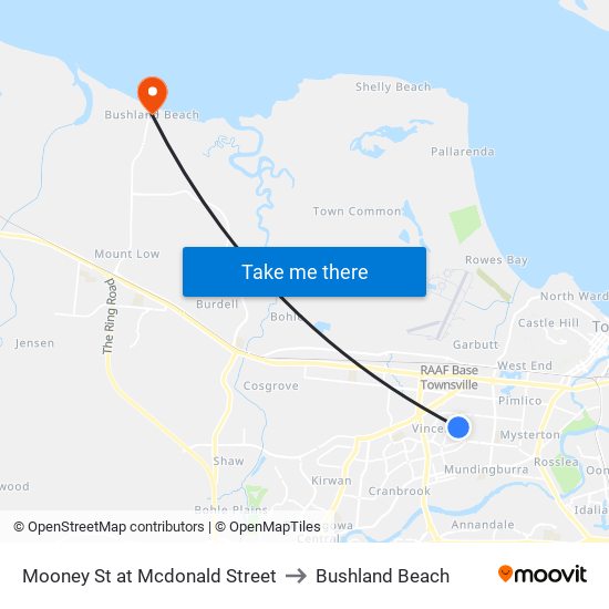 Mooney St at Mcdonald Street to Bushland Beach map