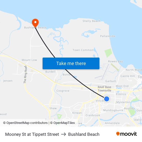 Mooney St at Tippett Street to Bushland Beach map