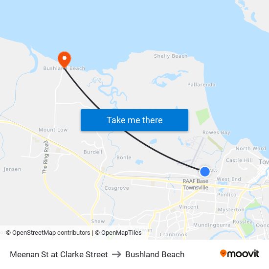 Meenan St at Clarke Street to Bushland Beach map