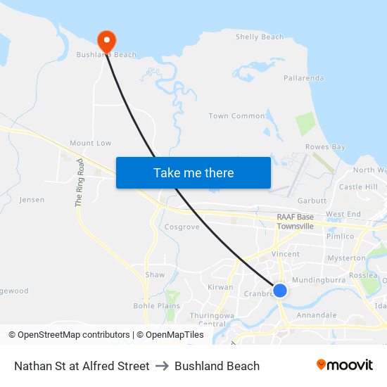 Nathan St at Alfred Street to Bushland Beach map