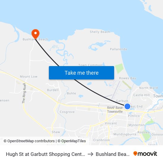 Hugh St at Garbutt Shopping Centre to Bushland Beach map