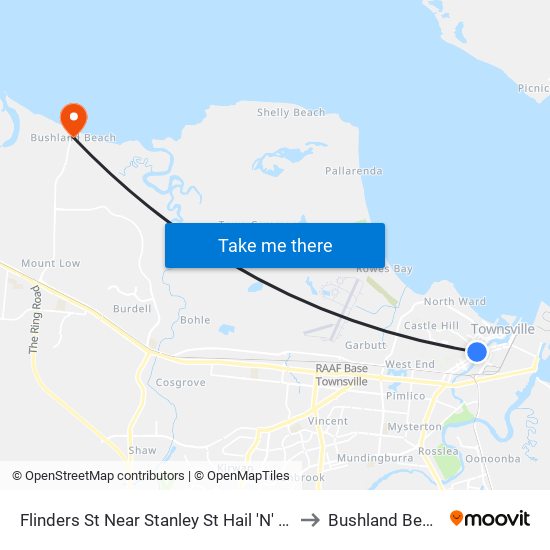 Flinders St Near Stanley St Hail 'N' Ride to Bushland Beach map