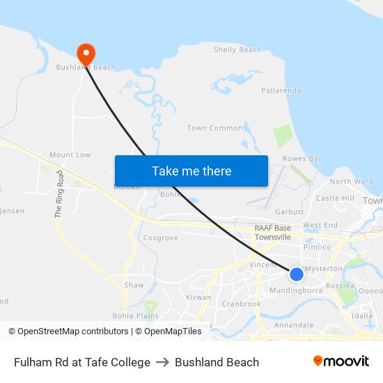 Fulham Rd at Tafe College to Bushland Beach map