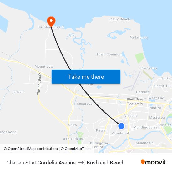 Charles St at Cordelia Avenue to Bushland Beach map