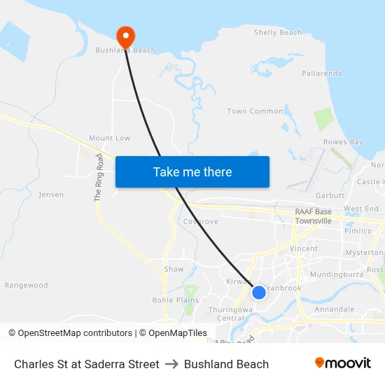 Charles St at Saderra Street to Bushland Beach map