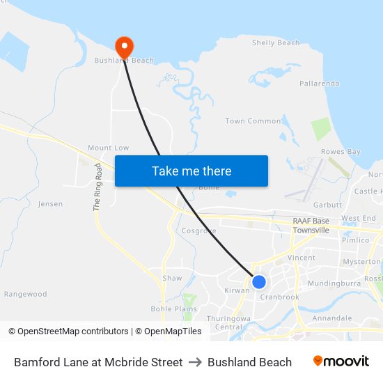 Bamford Lane at Mcbride Street to Bushland Beach map