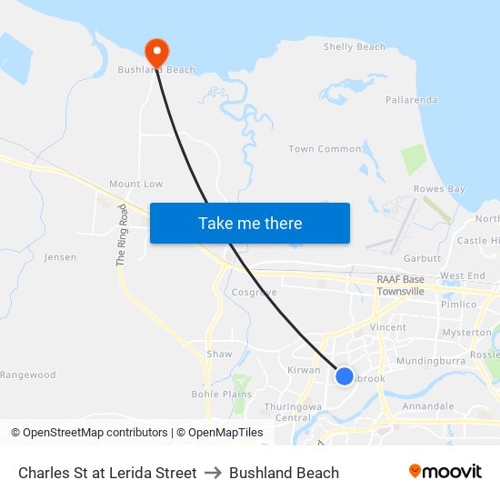 Charles St at Lerida Street to Bushland Beach map