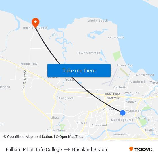 Fulham Rd at Tafe College to Bushland Beach map