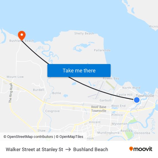 Walker Street at Stanley St to Bushland Beach map