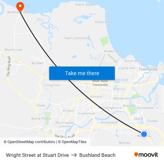 Wright Street at Stuart Drive to Bushland Beach map