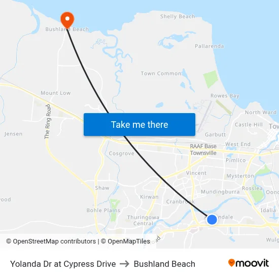 Yolanda Dr at Cypress Drive to Bushland Beach map