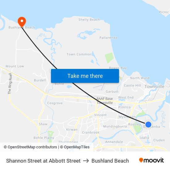 Shannon Street at Abbott Street to Bushland Beach map
