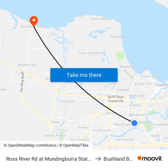 Ross River Rd at Mundingburra State School to Bushland Beach map