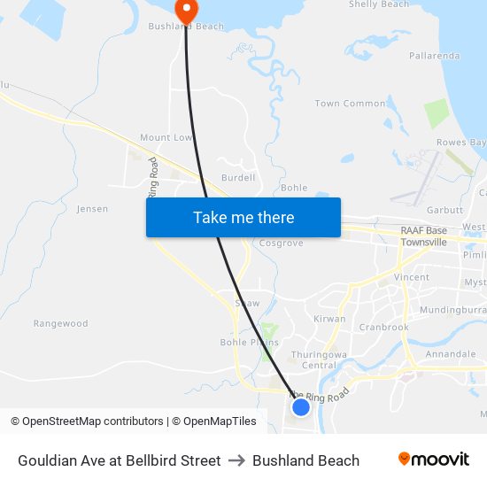 Gouldian Ave at Bellbird Street to Bushland Beach map