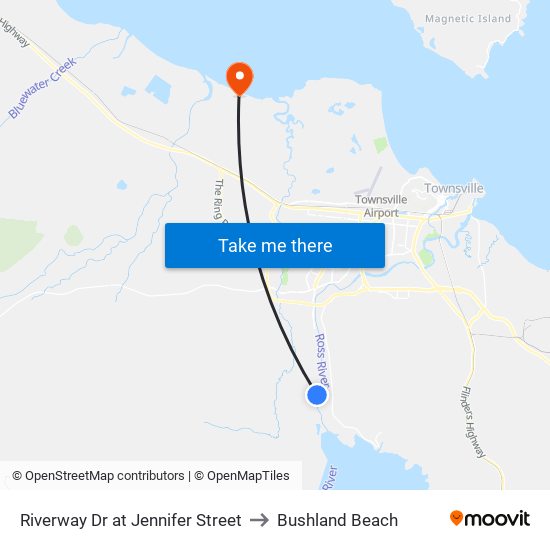 Riverway Dr at Jennifer Street to Bushland Beach map