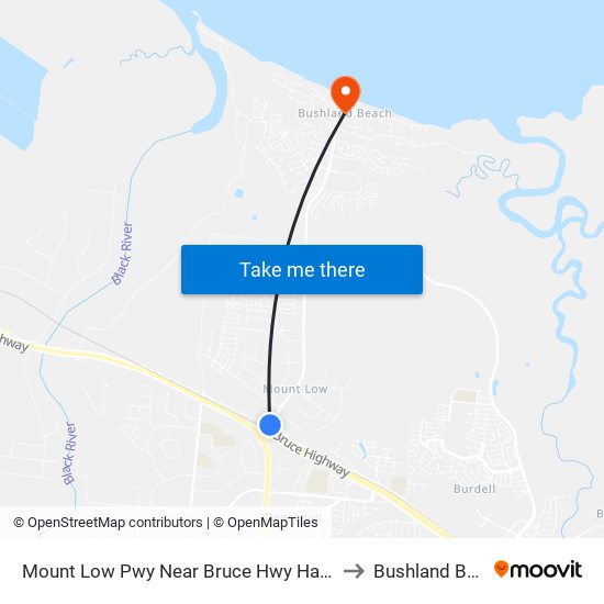 Mount Low Pwy Near Bruce Hwy Hail 'N' Ride to Bushland Beach map