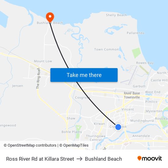 Ross River Rd at Killara Street to Bushland Beach map