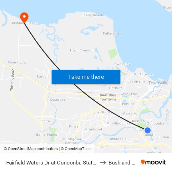 Fairfield Waters Dr at Oonoonba State School Hnr to Bushland Beach map