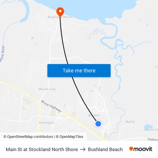 Main St at Stockland North Shore to Bushland Beach map