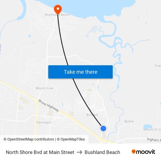 North Shore Bvd at Main Street to Bushland Beach map