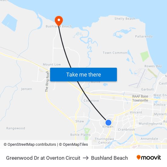 Greenwood Dr at Overton Circuit to Bushland Beach map