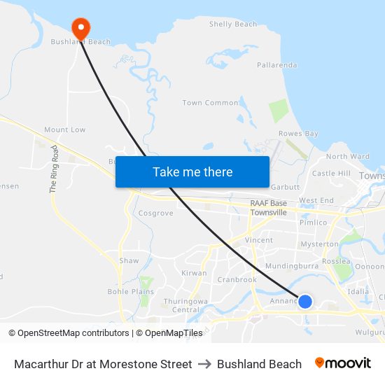 Macarthur Dr at Morestone Street to Bushland Beach map