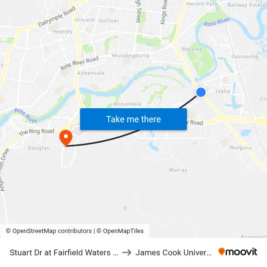 Stuart Dr at Fairfield Waters Drv to James Cook University map