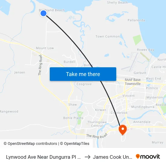 Lynwood Ave Near Dungurra Pl Hail 'N' Ride to James Cook University map