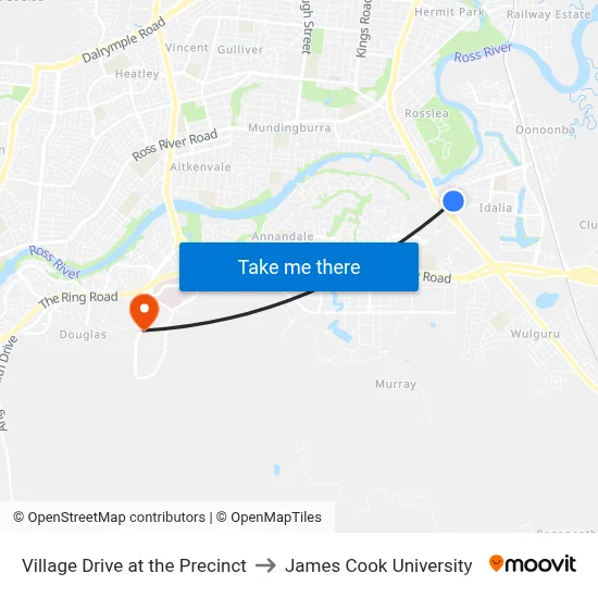 Village Drive at the Precinct to James Cook University map