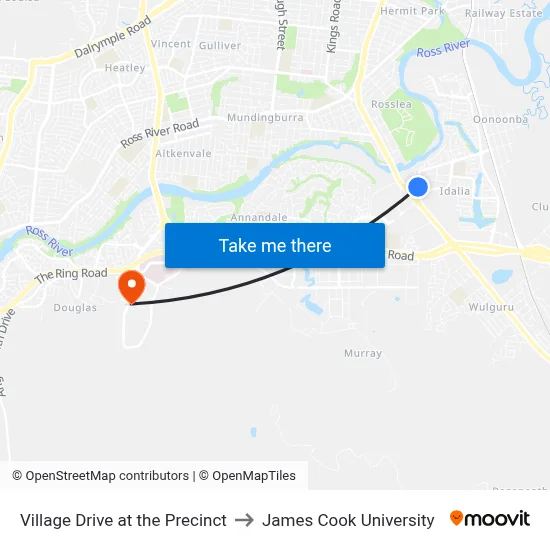 Village Drive at the Precinct to James Cook University map