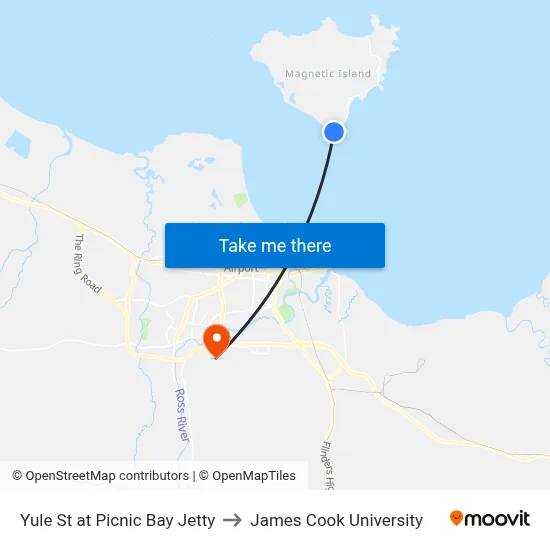 Yule St at Picnic Bay Jetty to James Cook University map