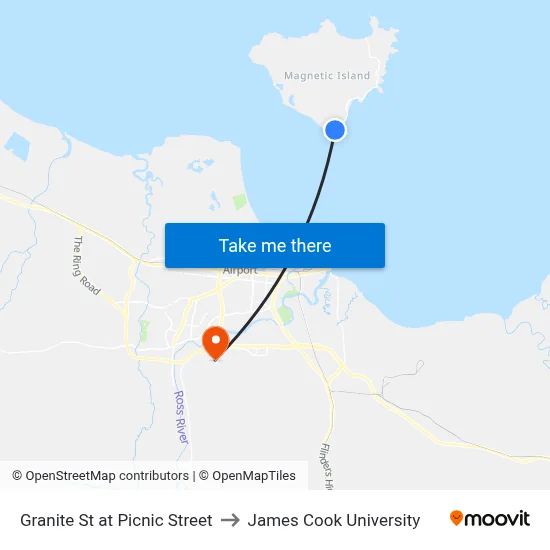 Granite St at Picnic Street to James Cook University map