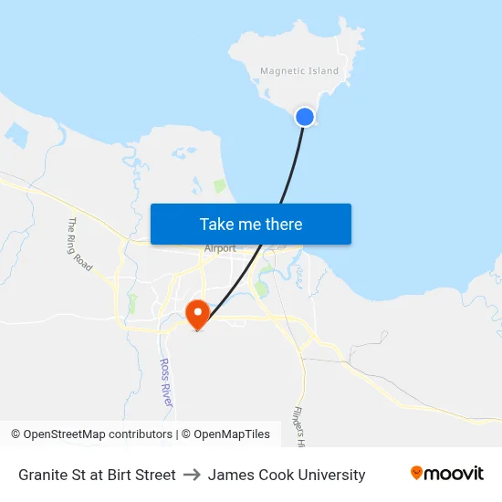 Granite St at Birt Street to James Cook University map