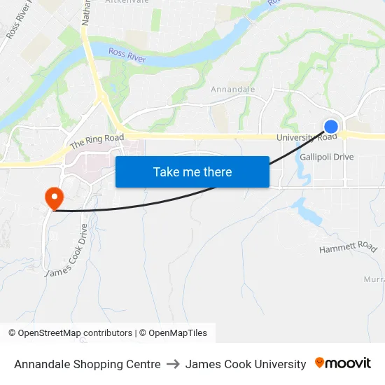 Annandale Shopping Centre to James Cook University map