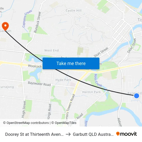 Doorey St at Thirteenth Avenue to Garbutt QLD Australia map
