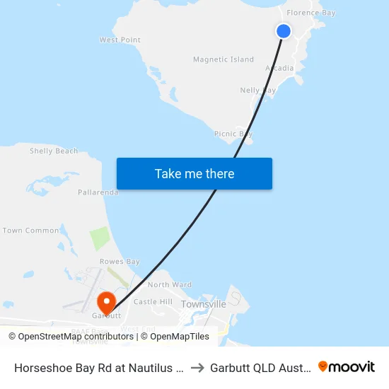Horseshoe Bay Rd at Nautilus Street to Garbutt QLD Australia map
