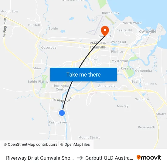 Riverway Dr at Gumvale Shops to Garbutt QLD Australia map