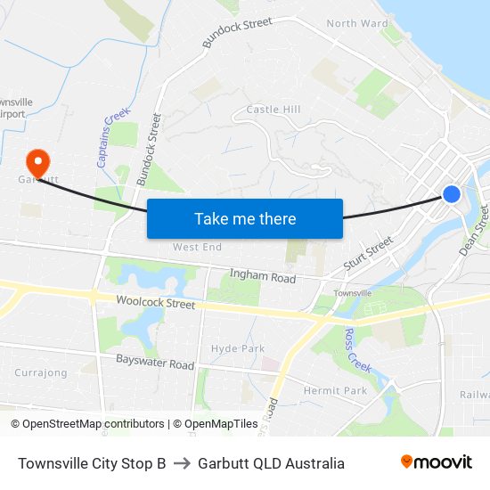 Townsville City Stop B to Garbutt QLD Australia map