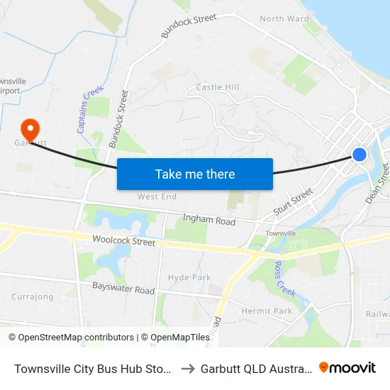 Townsville City Bus Hub Stop B to Garbutt QLD Australia map