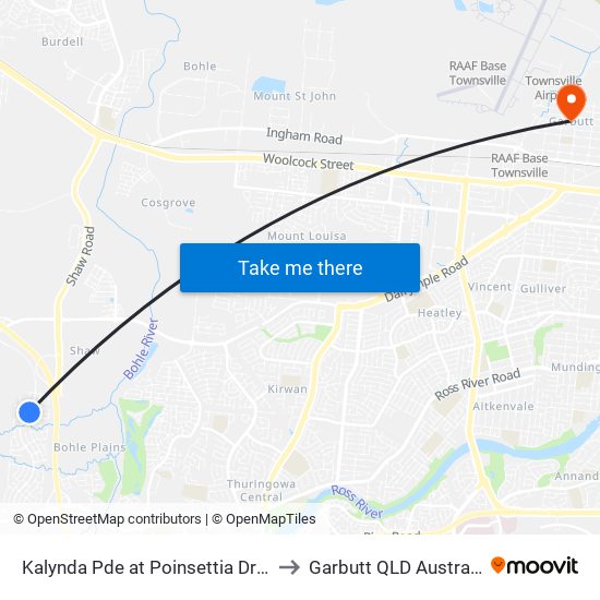 Kalynda Pde at Poinsettia Drive to Garbutt QLD Australia map