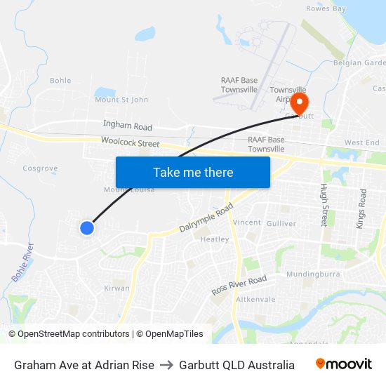 Graham Ave at Adrian Rise to Garbutt QLD Australia map